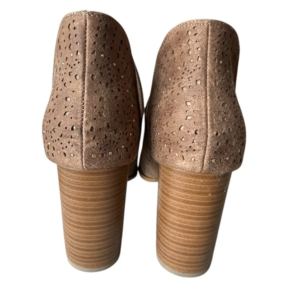 Fergalicious Reno Ankle Boots Booties Sz 12M Color Doe/Taupe Cut Outs Studs‎ EUC